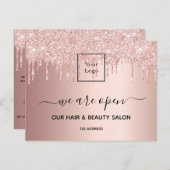 ロゴ再開ヘア美しいサロンバラ金ゴールドグリッター ポストカード (正面/裏面)
