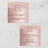 ロゴ再開口毛美しいサロンバラ金ゴールドグリッター スクエア名刺 (正面/裏面)