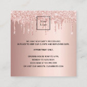 ロゴ再開口毛美しいサロンバラ金ゴールドグリッター スクエア名刺 (裏面)