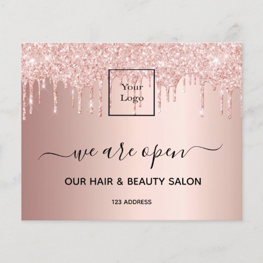 ロゴ再開口毛美しいサロンバラ金ゴールドグリッター チラシ (正面)