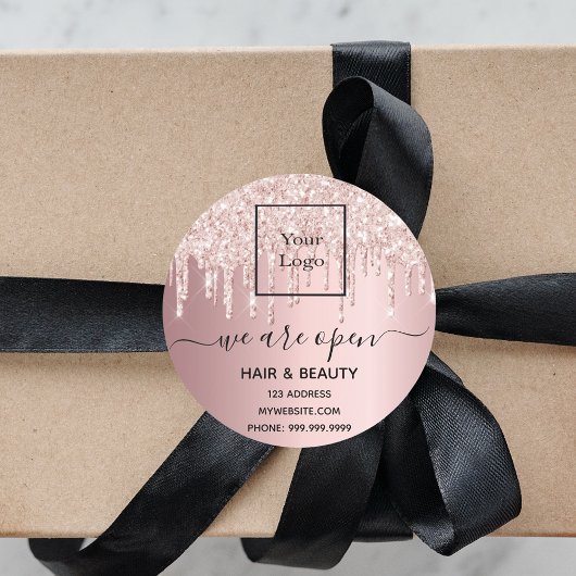 ロゴ再開口毛美しいサロンバラ金ゴールドグリッター ラウンドシール