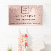 ロゴ再開口毛美しいサロンバラ金ゴールドグリッター 横断幕 (インサイチュ)