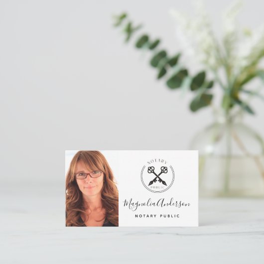 ロゴ写真の公証人 名刺 (スタンド正面)