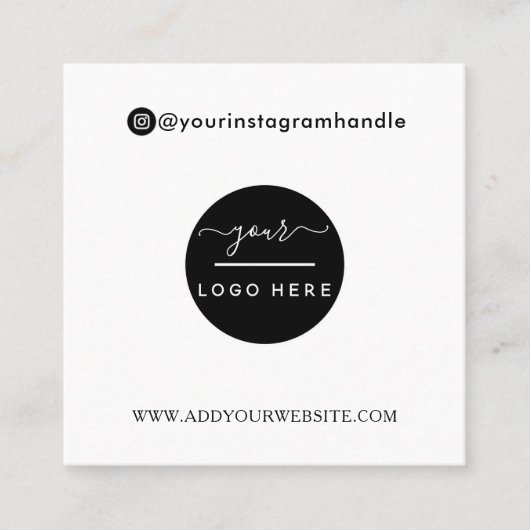 ロゴ写真のQRコードをソーシャルメディモダンアに追加する スクエア名刺 (正面)