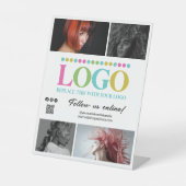 ロゴ写真を白くするQRコードソーシャルメディアのプロモーション 台座サイン (正面)