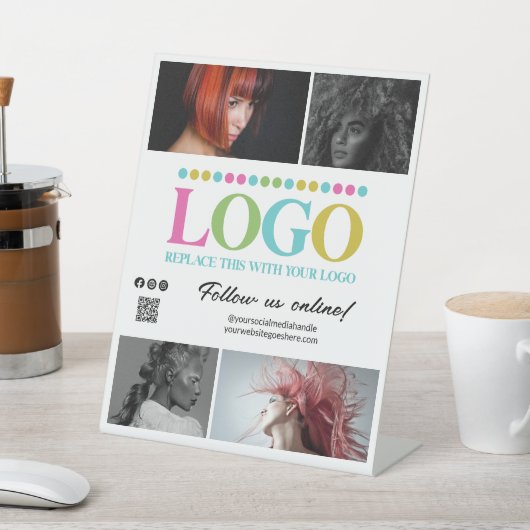 ロゴ写真を白くするQRコードソーシャルメディアのプロモーション 台座サイン (インサイチュ)