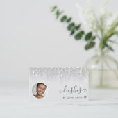 ロゴ写真テンプレートかわいらしシルバーグリッター雨 名刺 (スタンド正面)