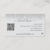 ロゴ写真テンプレートかわいらしシルバーグリッター雨 名刺 (裏面)