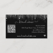 ロゴ写真テンプレートかわいらしシルバーグリッター雨 名刺 (裏面)