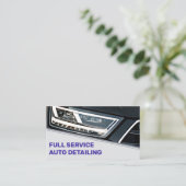 ロゴ写真テンプレートクールブラックブルーカーサービス 名刺 (スタンド正面)