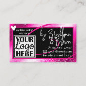ロゴ写真テンプレートスタイリッシュピンクフレームハートルクセ 名刺 (裏面)