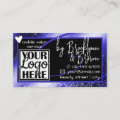 ロゴ写真テンプレートスタイリッシュブルーフレームハートルクセ 名刺 (裏面)