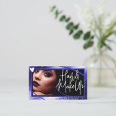 ロゴ写真テンプレートスタイリッシュブルーフレームハートルクセ 名刺 (スタンド正面)