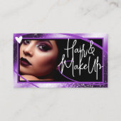 ロゴ写真テンプレートスタイリッシュ薄紫フレームハートLuxe 名刺 (正面)