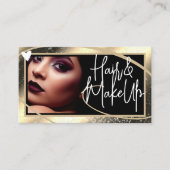 ロゴ写真テンプレートスタイリッシュ金ゴールドフレームハートLuxe 名刺 (正面)