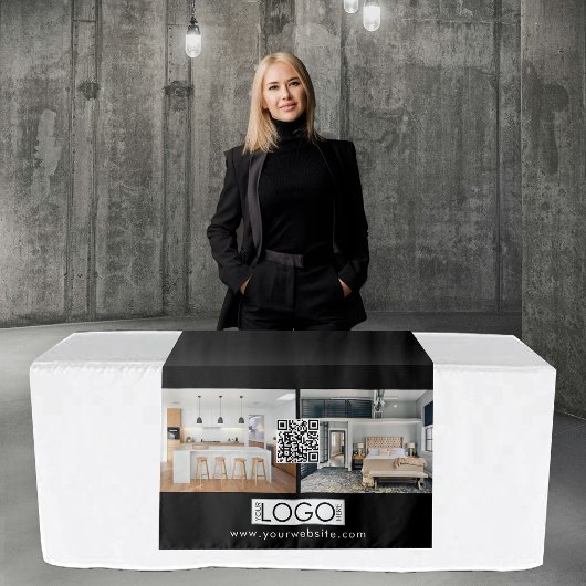 ロゴ写真テーブルランナーバナー実在エステートQRコード タペストリー