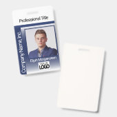 ロゴ写真バッジ – 濃い青と白 バッジ (正面＆裏面)