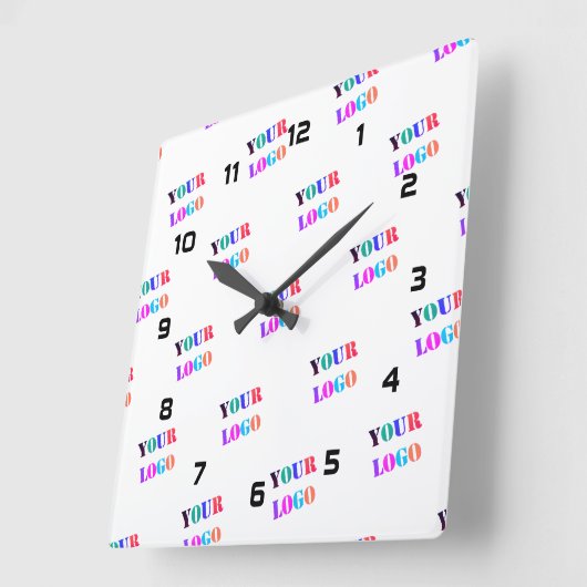 ロゴ写真ビジネスプロモーションパーソナライズされた  スクエア壁時計 (傾斜)