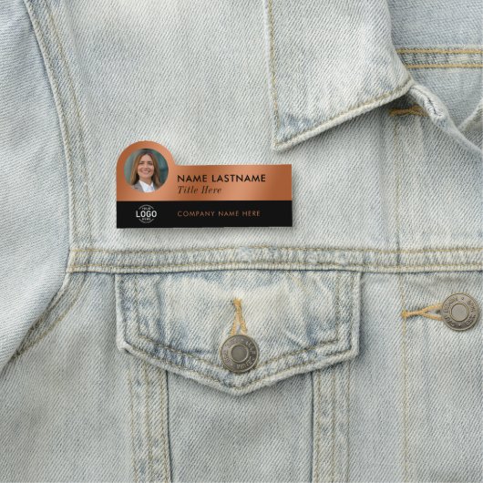 ロゴ写真フェイクCopper Black Business Employee 名札 (インサイチュ)