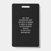 ロゴ写真付き従業員ブラックバッジ バッジ (裏面)