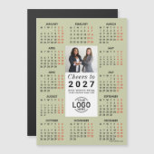 ロゴ写真 セージグリーン カレンダー 2027 マグネットカード マグネット招待状 (正面/裏面)