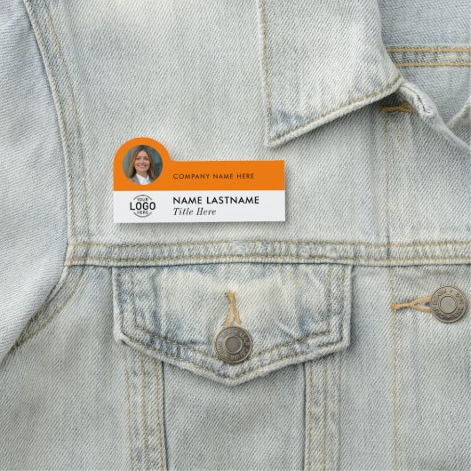 ロゴ写真IDオレンジモダン色のビジネス会社のタイトル 名札 (インサイチュ)