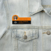 ロゴ写真IDオレンジ色の黒いビジネス会社のタイトル 名札 (インサイチュ)