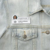 ロゴ写真IDグレー白大理石ビジネスモダン 名札 (インサイチュ)