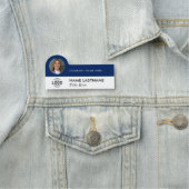 ロゴ写真ID モダン Navy Blue White Business 名札 (インサイチュ)