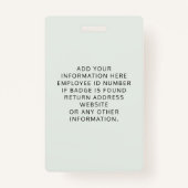 ロゴ写真ID Sage Green バッジ (裏面)