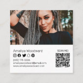 ロゴ写真QRコードのソーシャルメディモダンアの追加 スクエア名刺 (裏面)