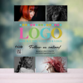 ロゴ写真QRコードソーシャルメディアのプロモーション アクリルサイン (ニュートラル)