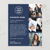 ロゴ写真QRネイビモダンー企業の事業 チラシ (正面)