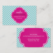 ロゴ可愛いヘリはっきりしたンボーンパターンターコイズピンク 名刺 (正面/裏面)