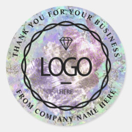 ロゴ名くもの巣ありがとうお名前Blue Violet Mint ラウンドシール