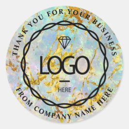 ロゴ名くもの巣ありがとうお名前HoligraphMarble金ゴールド ラウンドシール