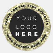 ロゴ名くもの巣ありがとうフェイク金ゴールドMint Green ラウンドシール (正面)
