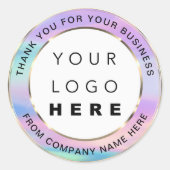 ロゴ名くもの巣ありがとう金ゴールドピンクホログラフ ラウンドシール (正面)