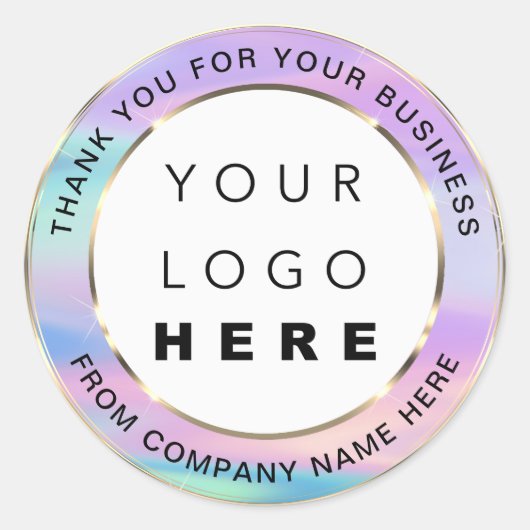 ロゴ名くもの巣ありがとう金ゴールドピンクホログラフ ラウンドシール (正面)