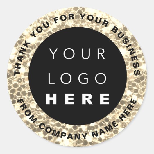 ロゴ名くもの巣お礼フェイク金ゴールドショップグリッター ラウンドシール (正面)