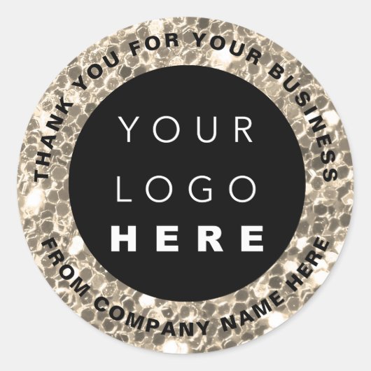 ロゴ名くもの巣サンキューセピフェイクアショップグリッター ラウンドシール (正面)