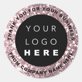 ロゴ名くもの巣サンキューピンクローズショップグリッター ラウンドシール