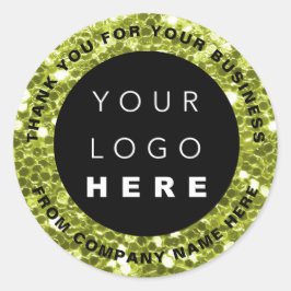 ロゴ名くもの巣サンキューフレッシュグリーンショップグリッター ラウンドシール