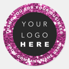 ロゴ名くもの巣サンキューフレッシュピンクショップグリッター ラウンドシール