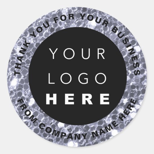 ロゴ名くもの巣サンキューブルースパークショップグリッター ラウンドシール (正面)