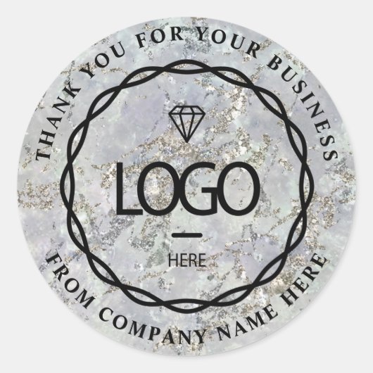 ロゴ名くもの巣感謝していビジネス灰色シルバーストローク ラウンドシール (正面)