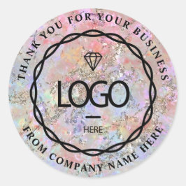 ロゴ名くもの巣感謝してい業務自筆証書グリッター ラウンドシール