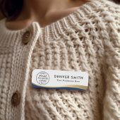 ロゴ名のタイトル濃い青のフェイク金色のグラデーション名 名札