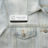 ロゴ名のタイトル黒縁ど白モダン 名札 (インサイチュ)