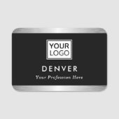 ロゴ名のタイトルsilver grayフェイクを追加縁どする 名札 (正面)